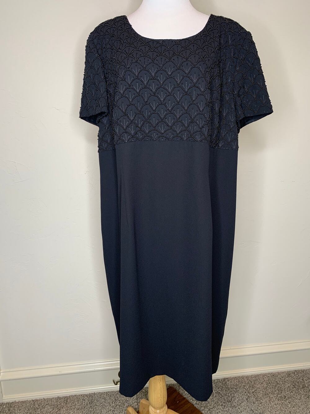 Donna Morgan Black Beaded Midi Dress Formal Sz 22W Petite